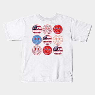 American Smiley Face, Independence Day, Patriotic, 4th Of July, American Women, Retro USA Flag Kids T-Shirt